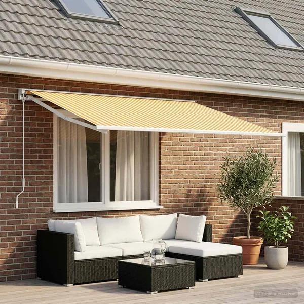 Toile de rechange pour auvent Jaune et blanc 500 × 350 cm