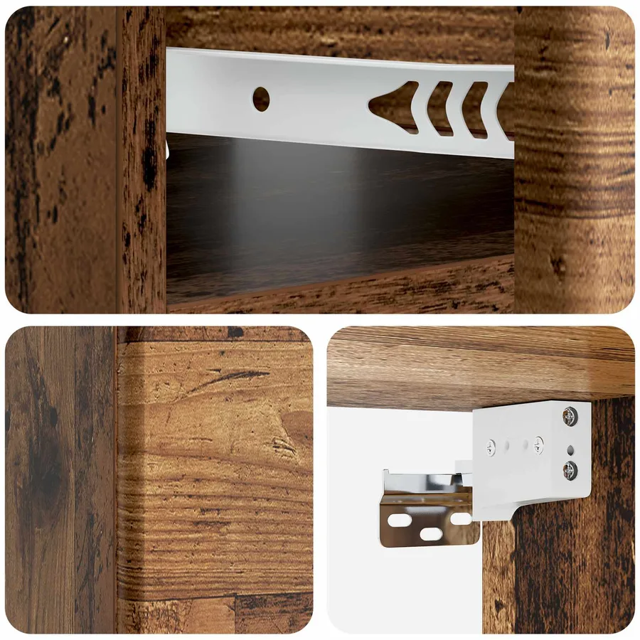 Cabinet de chevet mural 2 pcs Bois ancien 49 x 34,5 x 20 cm - 10