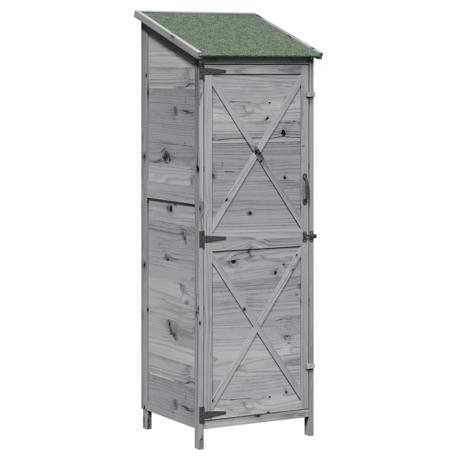 Abri de jardin Gris 59,5 x 56 x 176,5 cm Bois de Sapin Massif - 2
