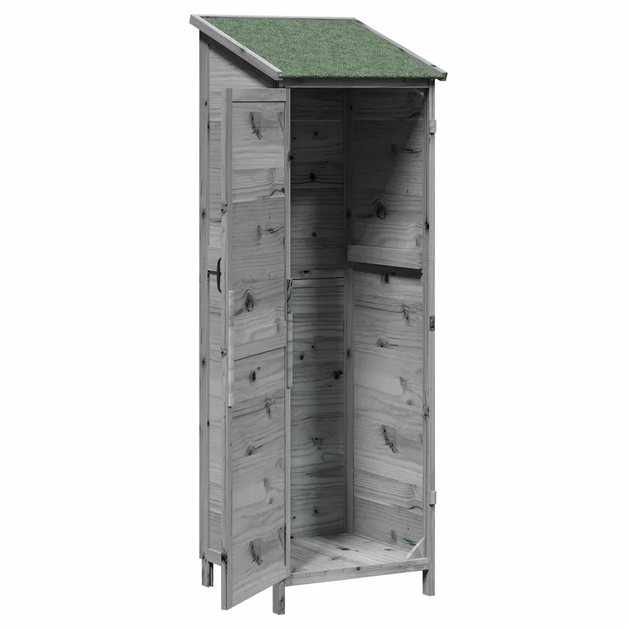 Abri de jardin Gris 59,5 x 56 x 176,5 cm Bois de Sapin Massif - 4