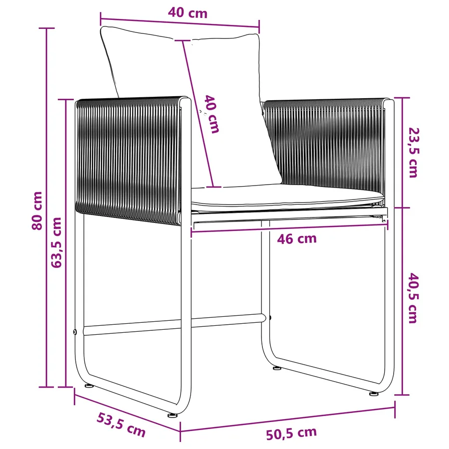 Ensemble de salle à manger pour jardin 9 pcs Noir et anthracite - 10