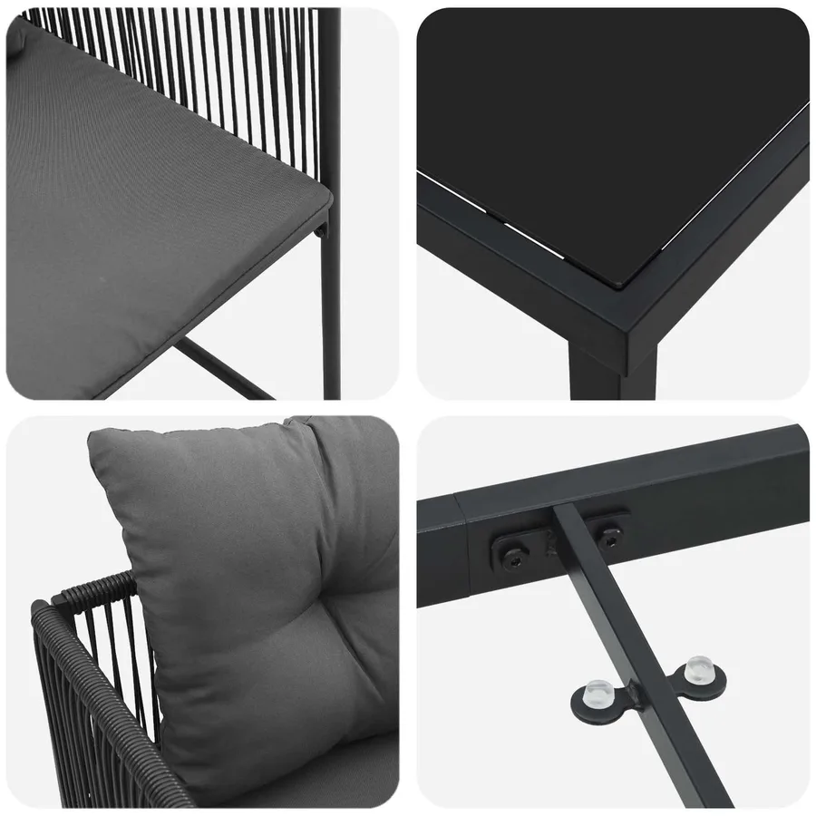 Ensemble de salle à manger pour jardin 9 pcs Noir et anthracite - 7