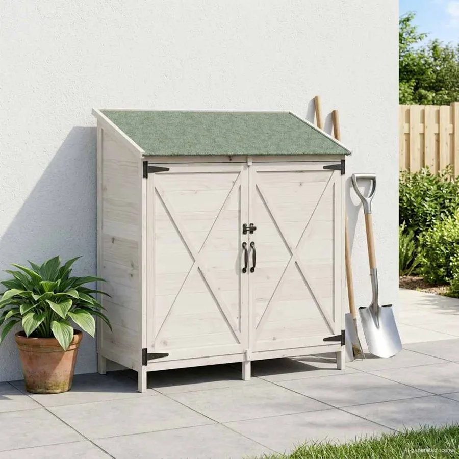 Abri de jardin Blanc 106 x 56 x 113,5 cm Bois de Sapin Massif - 3