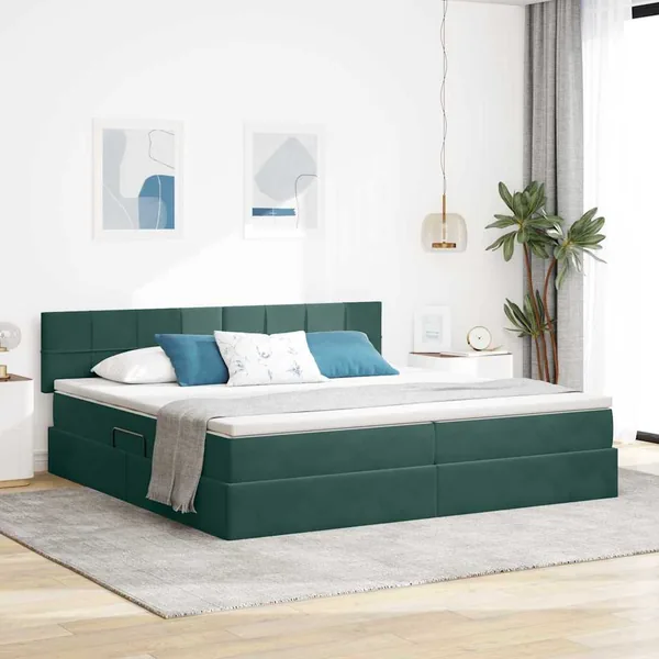 Lit de Rangement Vert foncé 200 x 200 cm Velours