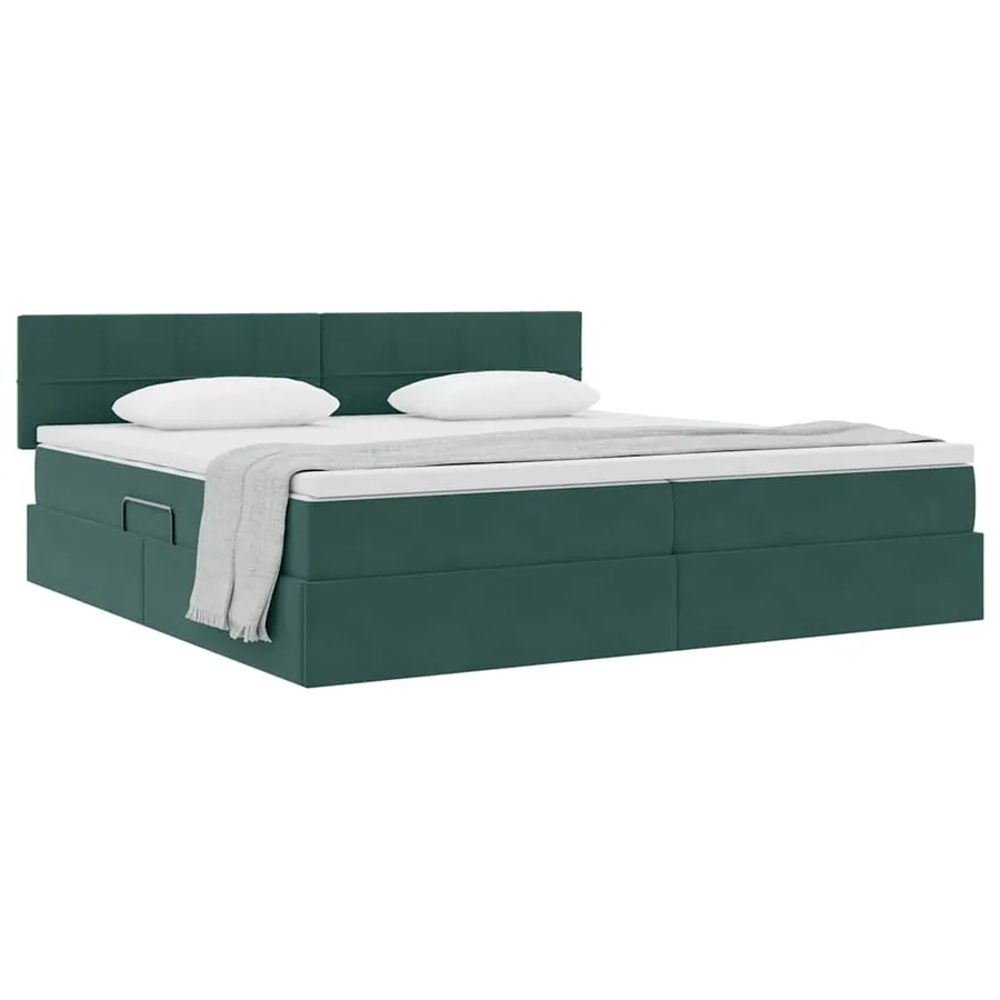 Lit de Rangement Vert foncé 200 x 200 cm Velours - 3