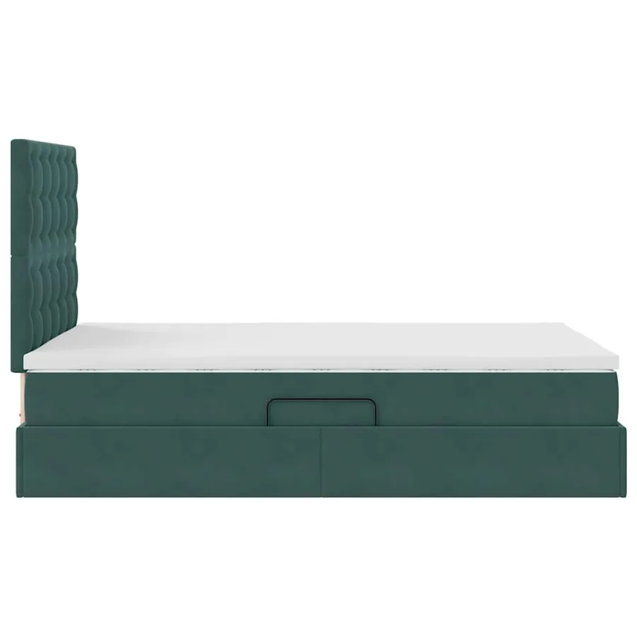 Lit avec rangement et matelas Vert foncé 120 x 190 cm Velours - 10