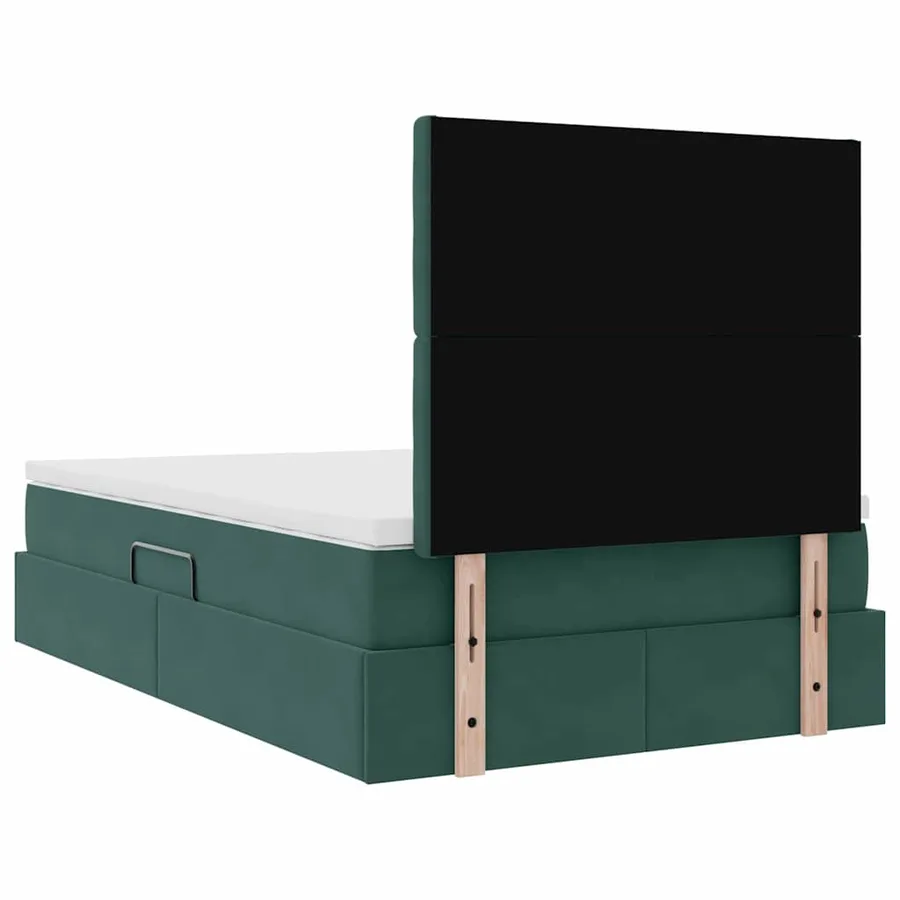 Lit avec rangement et matelas Vert foncé 120 x 190 cm Velours - 11