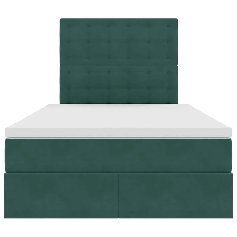 Lit avec rangement et matelas Vert foncé 120 x 190 cm Velours - 7
