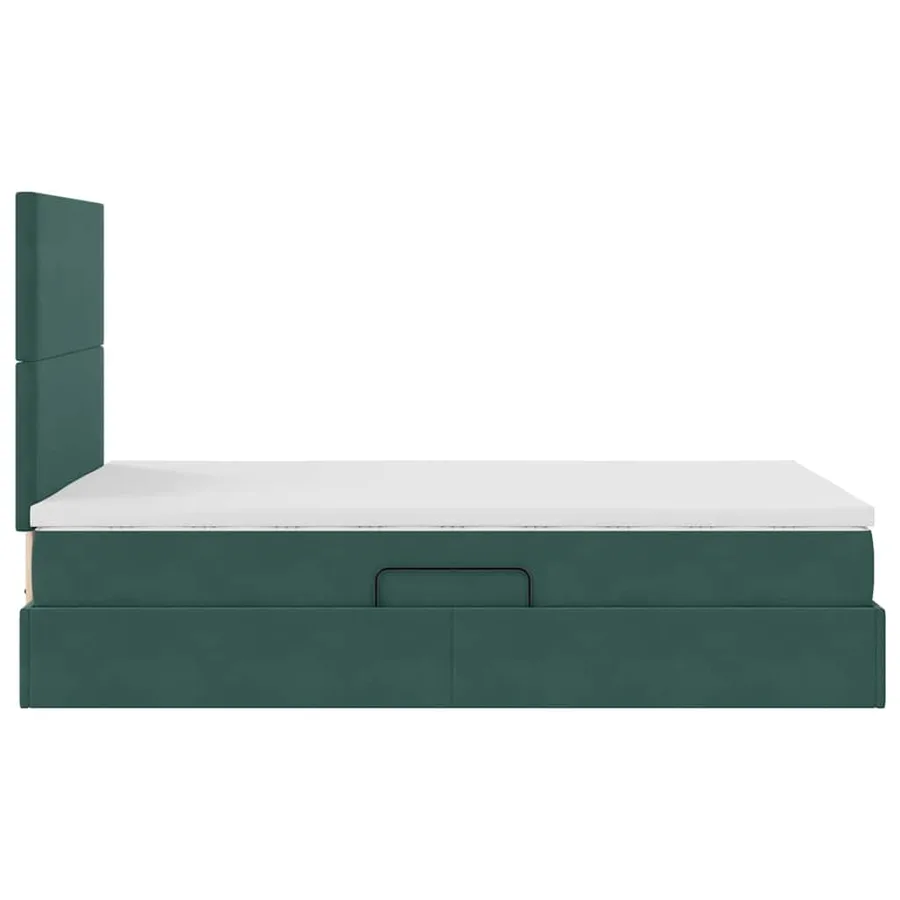 Lit avec rangement et matelas Vert foncé 120 x 190 cm Velours - 10