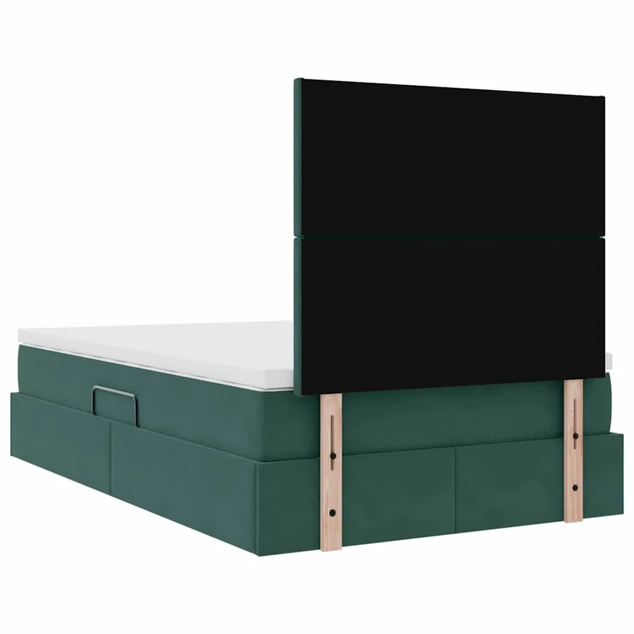 Lit avec rangement et matelas Vert foncé 120 x 190 cm Velours - 11