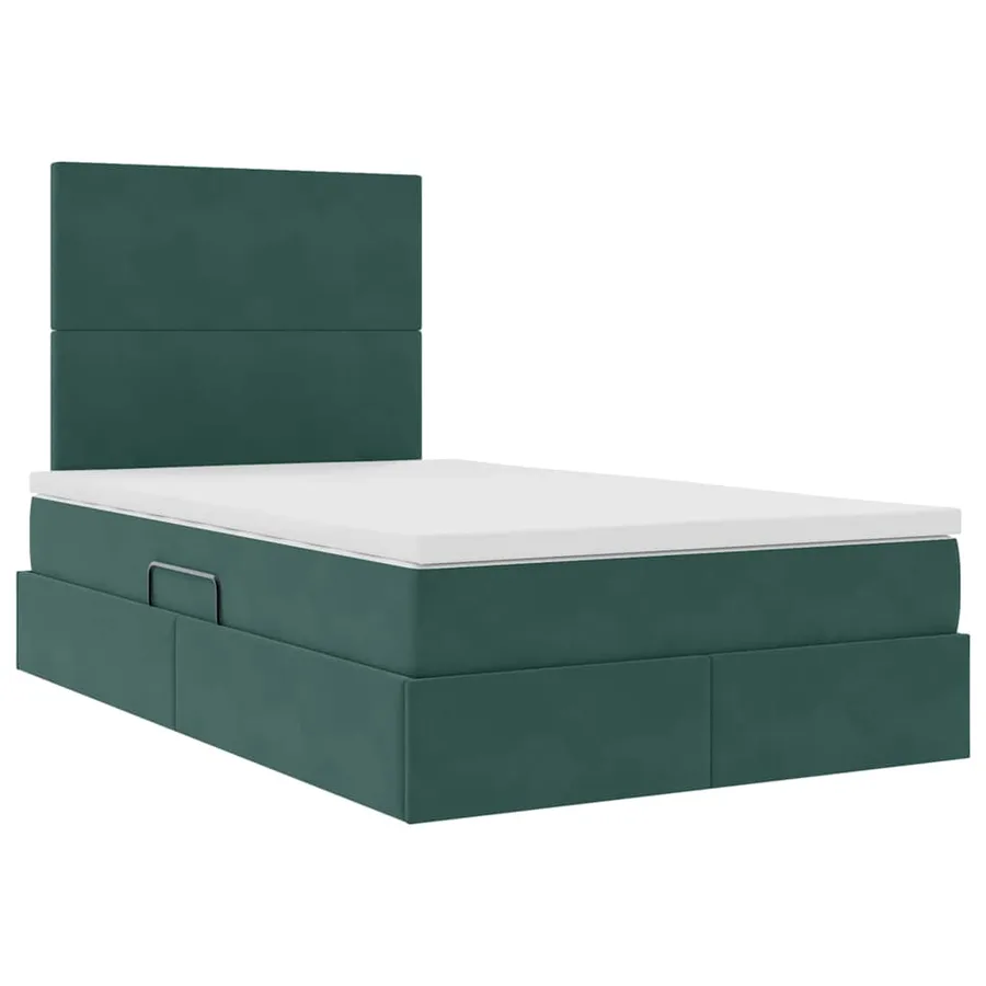Lit avec rangement et matelas Vert foncé 120 x 190 cm Velours - 5