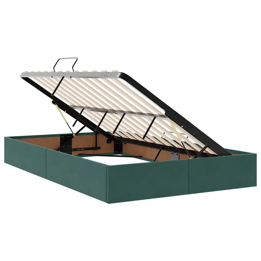 Lit avec rangement et matelas Vert foncé 120 x 190 cm Velours - 6