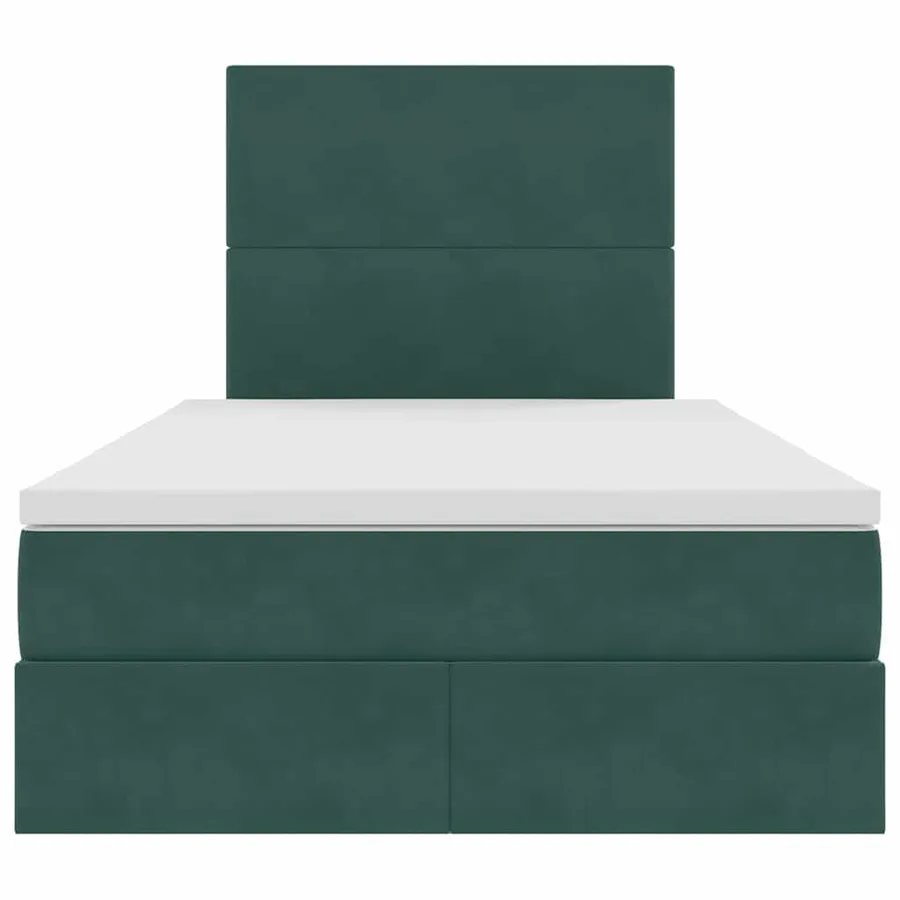 Lit avec rangement et matelas Vert foncé 120 x 190 cm Velours - 7