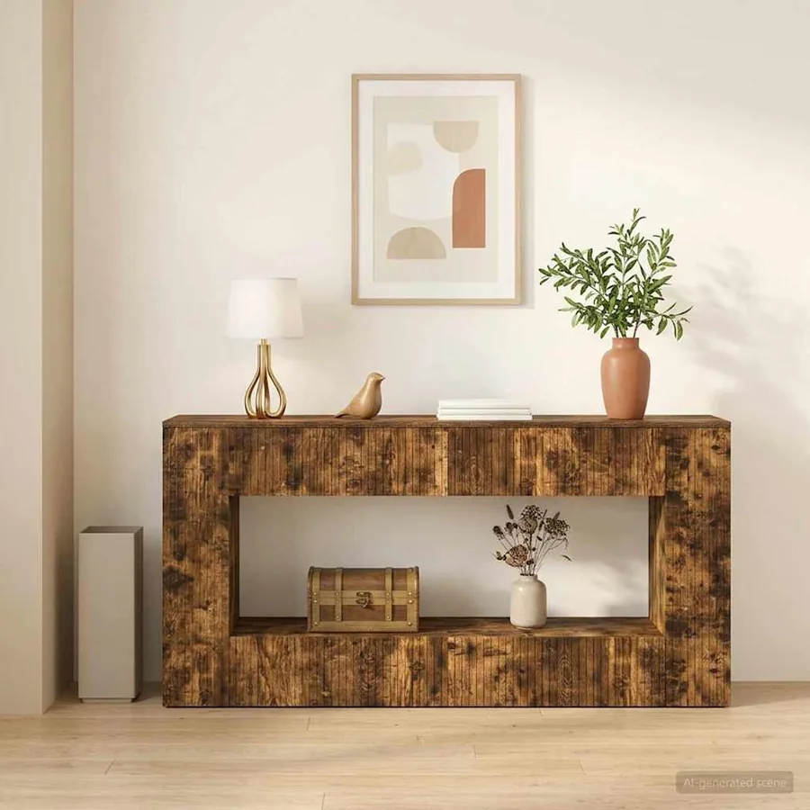 Table console Chêne Fumé 155 x 29 x 74 cm Bois d’ingénierie