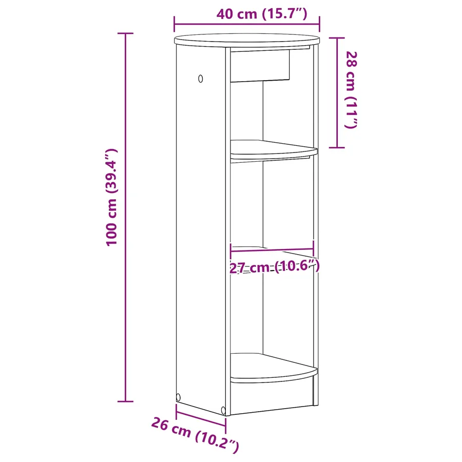 Meuble d'appoint Chêne Sonoma 40 x 40 x 100 cm - 9