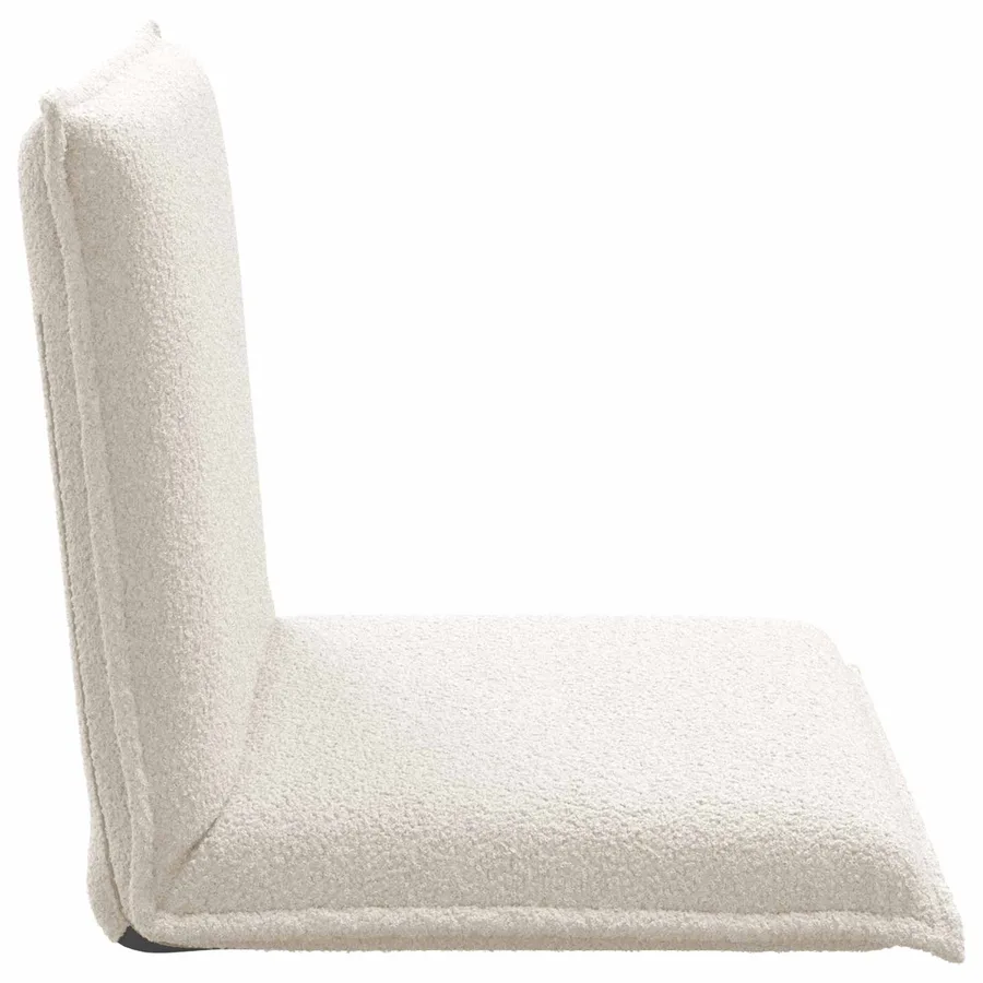 Fauteuil de sol ajustable Crème Tissu en laine de mouton - 5
