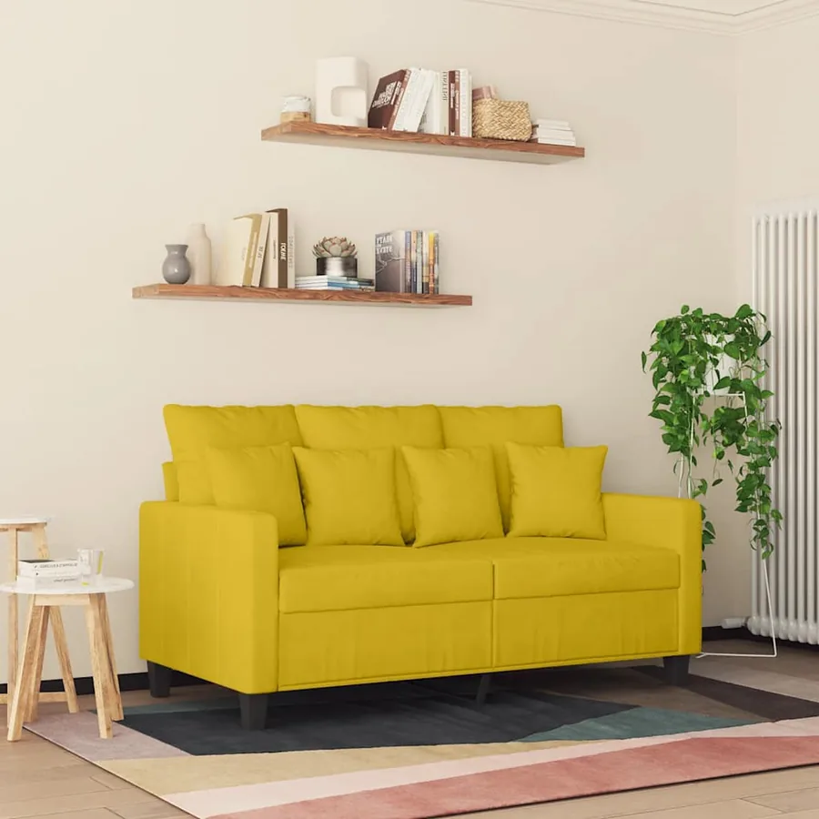 Canapé à 2 places Jaune 120 cm Velours - 3