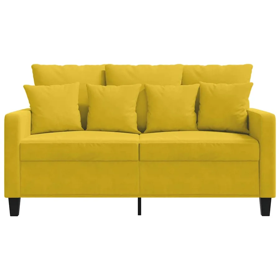 Canapé à 2 places Jaune 120 cm Velours - 4
