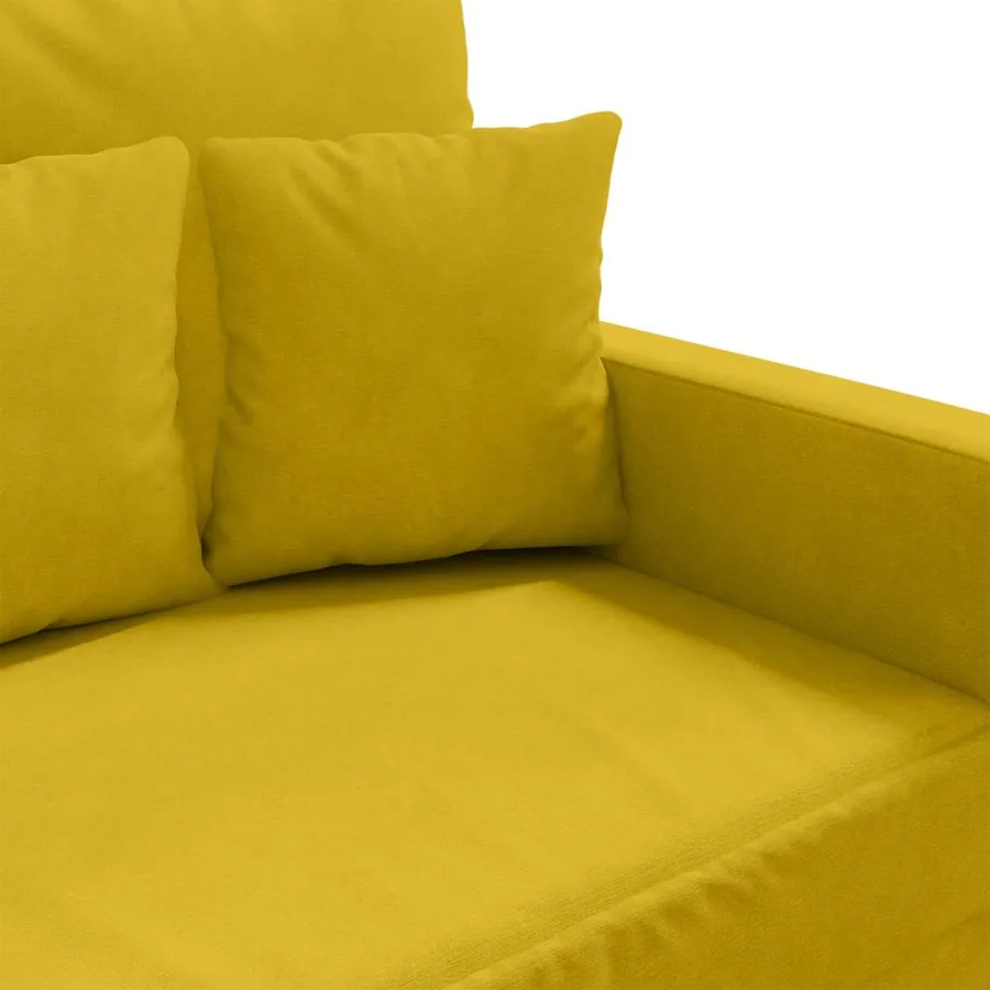 Canapé à 2 places Jaune 120 cm Velours - 7