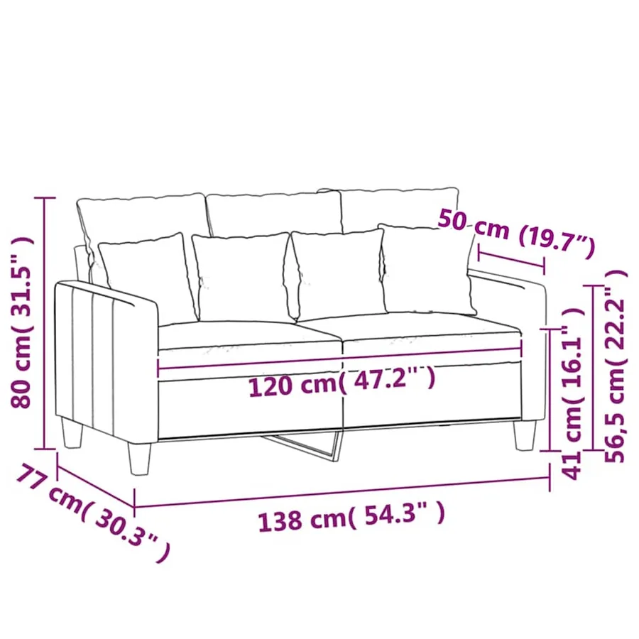 Canapé à 2 places Jaune 120 cm Velours - 9
