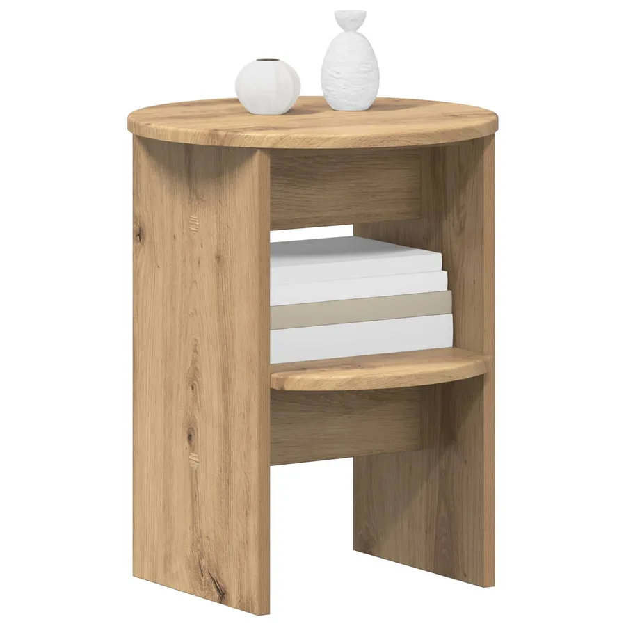 Meuble d'appoint Chêne Artisanal Ø40 x 50 cm Bois d’ingénierie - 3