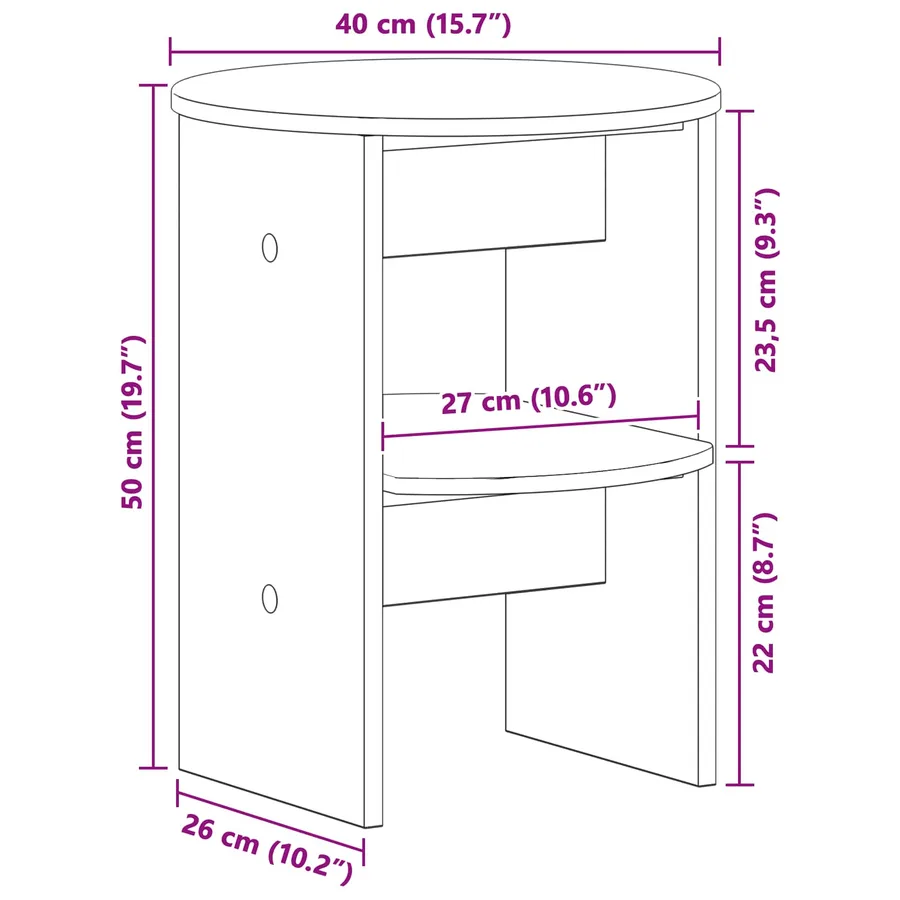 Meuble d'appoint Chêne Artisanal Ø40 x 50 cm Bois d’ingénierie - 8
