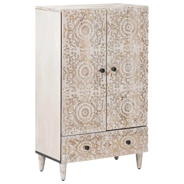 Buffet Haut Blanc 60 x 33,5 x 100 cm Bois de mangue massif