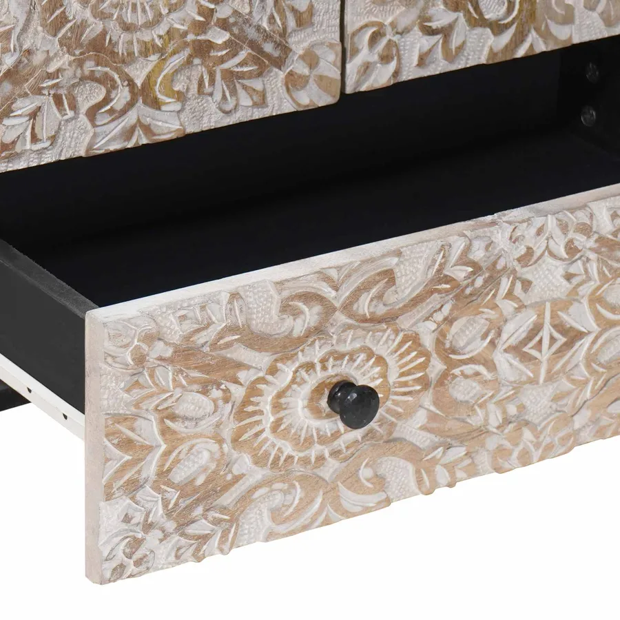 Buffet Haut Blanc 60 x 33,5 x 100 cm Bois de mangue massif - 7