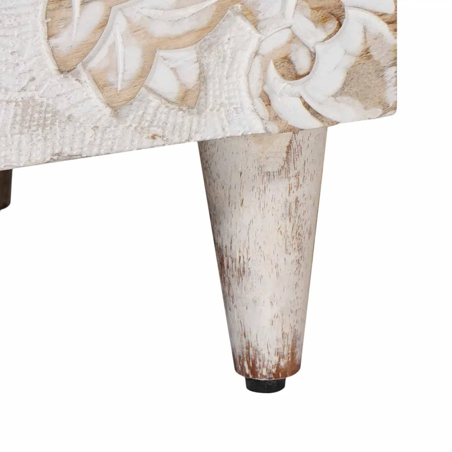 Cabinet de chevet Blanc 40 x 33,5 x 46 cm Bois de mangue massif - 8