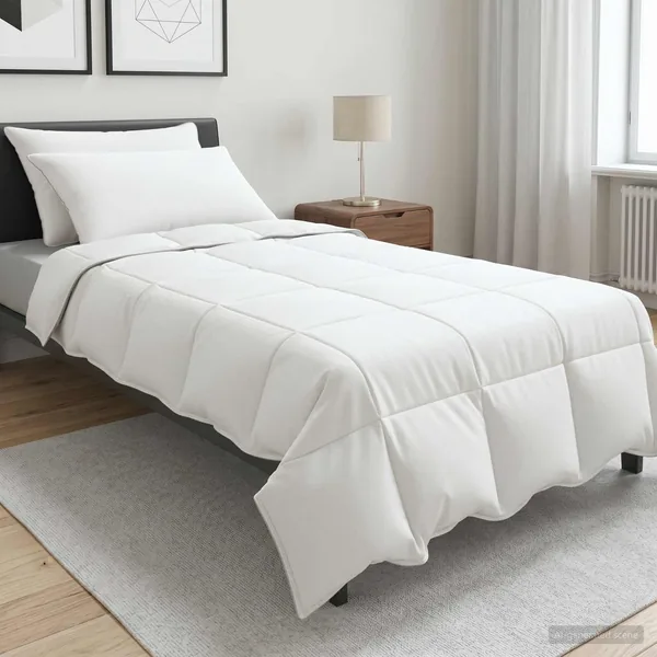 Ensemble de Duvet Blanc 135 x 220 cm Polyester, Bambou