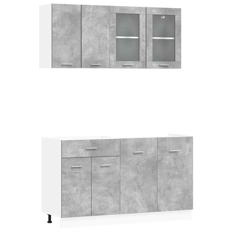 Unité de cuisine Lyon 4 pcs Gris béton Bois d'ingénierie - 2