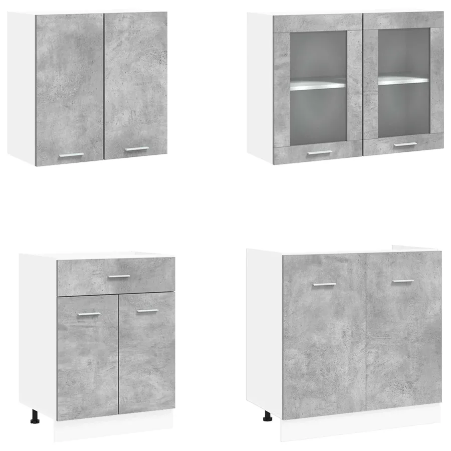Unité de cuisine Lyon 4 pcs Gris béton Bois d'ingénierie - 4