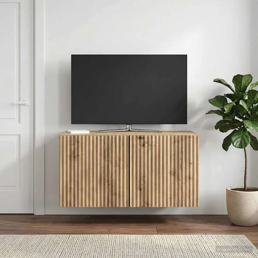 Meuble TV mural 59,5 x 31 x 30 cm Chêne artisanal