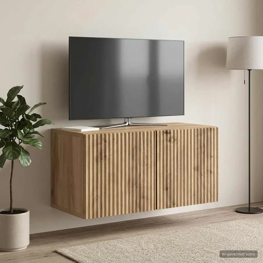 Meuble TV mural 59,5 x 31 x 30 cm Chêne artisanal - 4