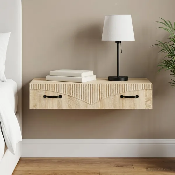 Table d'appoint murale Chêne Sonoma 87,5 x 34,5 x 17 cm
