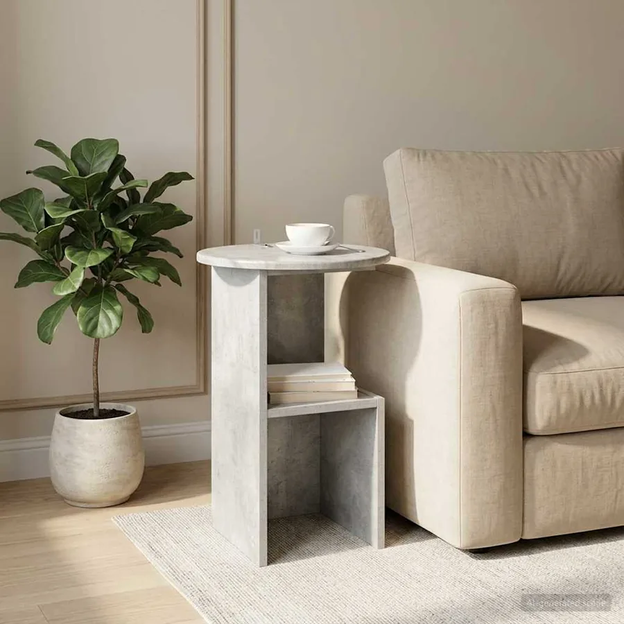 Table d'appoint Gris béton Ø 39,5 x 55 cm Bois d'ingénierie