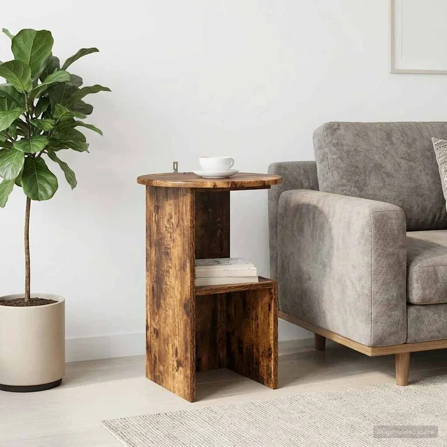 Table d'appoint Chêne fumé Ø 39,5 x 55 cm Bois d'ingénierie