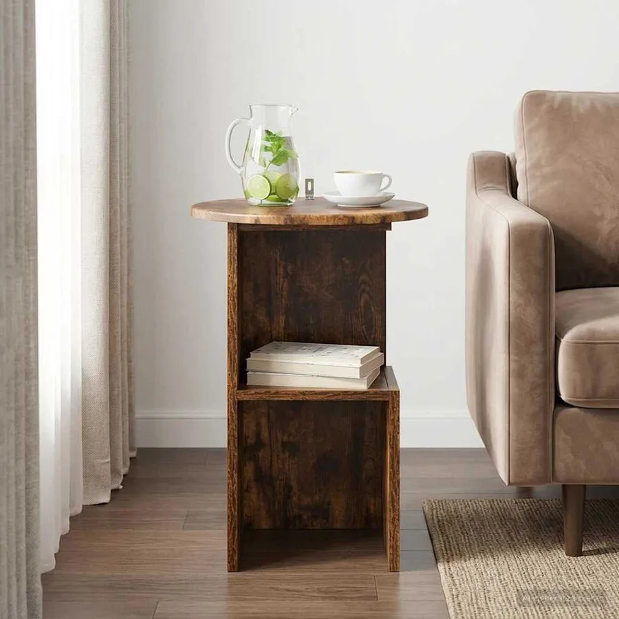 Table d'appoint Chêne fumé Ø 39,5 x 55 cm Bois d'ingénierie - 4