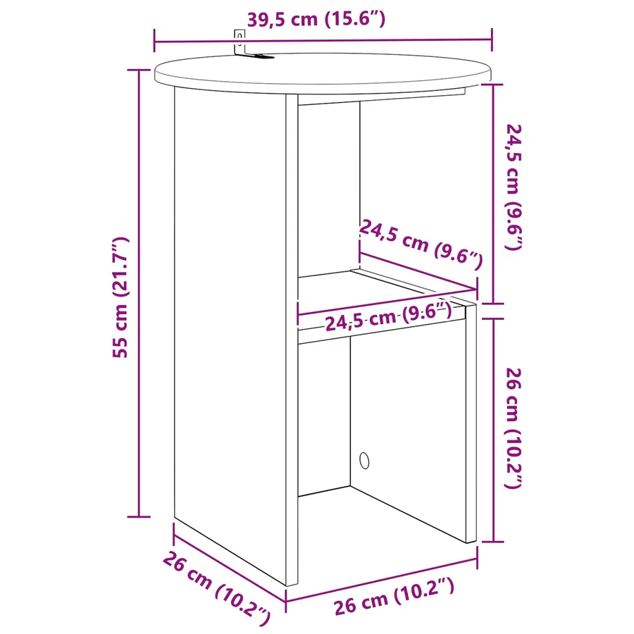 Table d'appoint Chêne fumé Ø 39,5 x 55 cm Bois d'ingénierie - 9