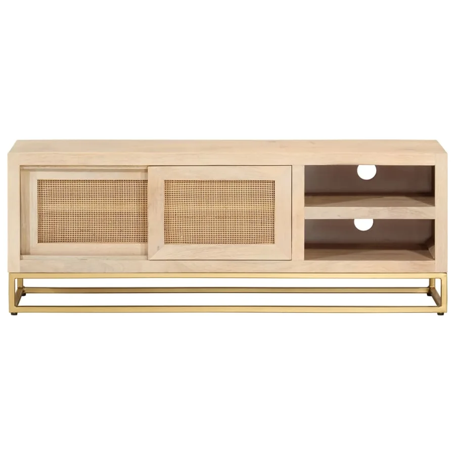 Meuble TV 110x30x40 cm bois massif de manguier et fer - 4