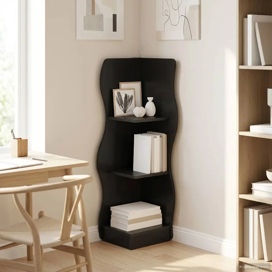 Étagère d'angle Noir 34 x 33 x 102 cm Bois d'ingénierie