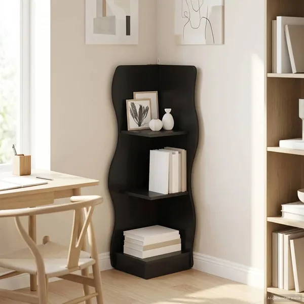 Étagère d'angle Noir 34 x 33 x 102 cm Bois d'ingénierie