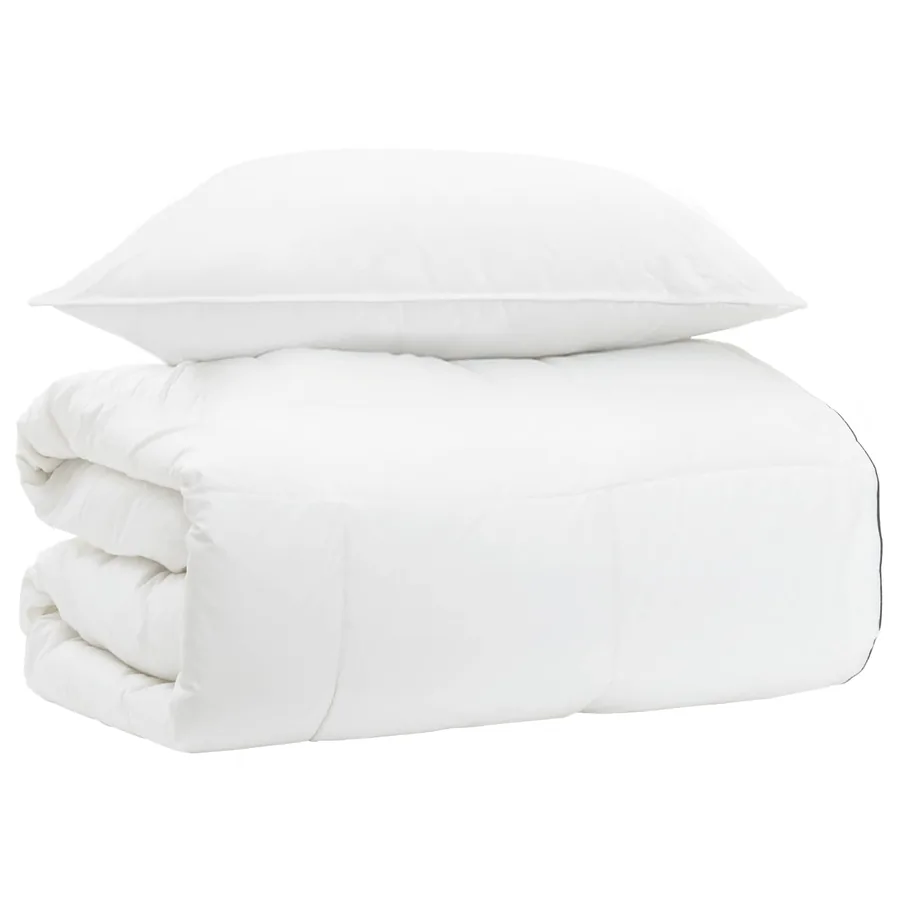 Ensemble de Duvet Blanc 140 x 200 cm Coton, Bambou, Polyester