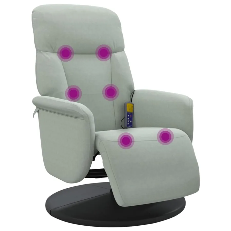 Fauteuil inclinable de massage repose-pied gris clair velours - 2