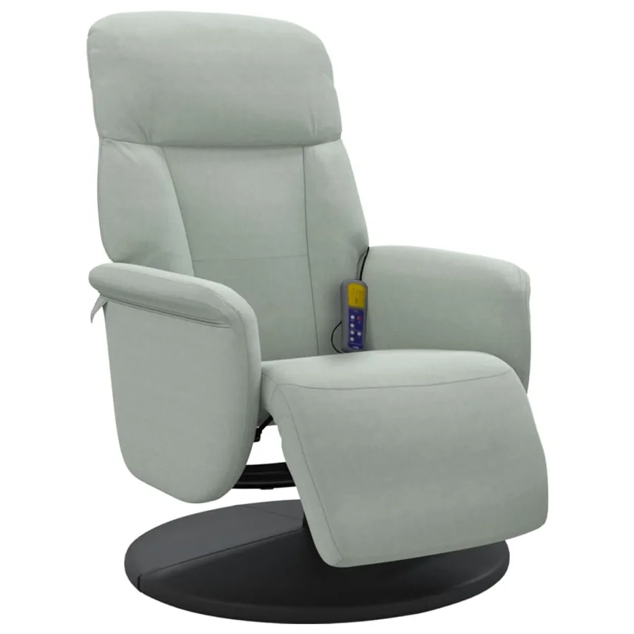 Fauteuil inclinable de massage repose-pied gris clair velours - 3