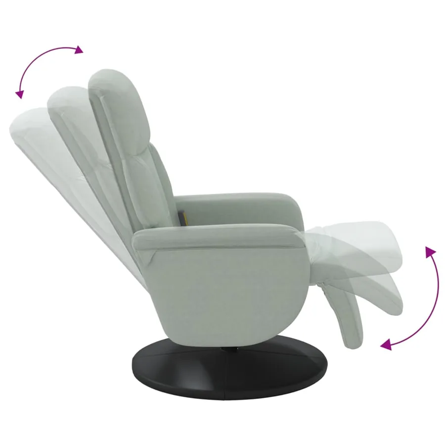 Fauteuil inclinable de massage repose-pied gris clair velours - 7