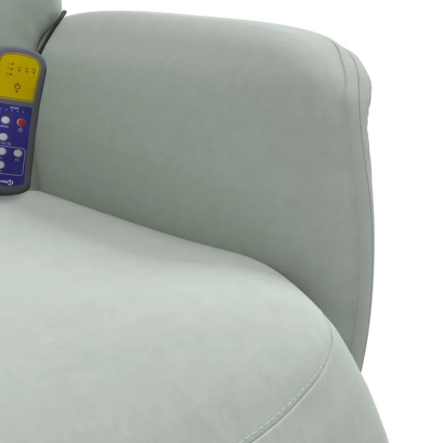 Fauteuil inclinable de massage repose-pied gris clair velours - 8