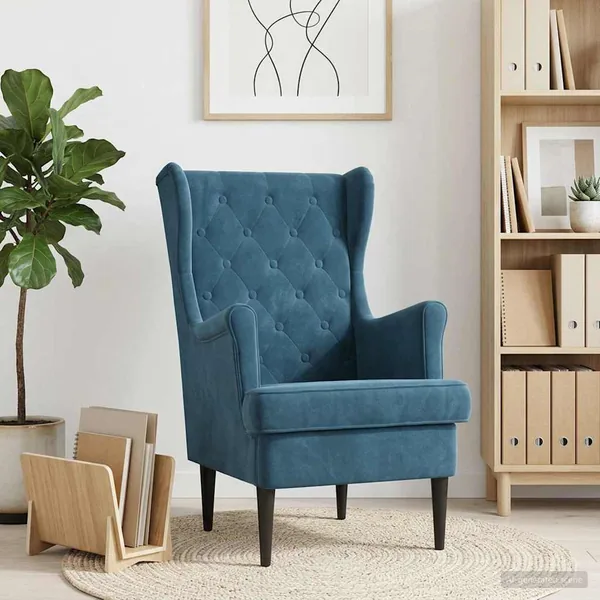 Fauteuil Bleu Velours