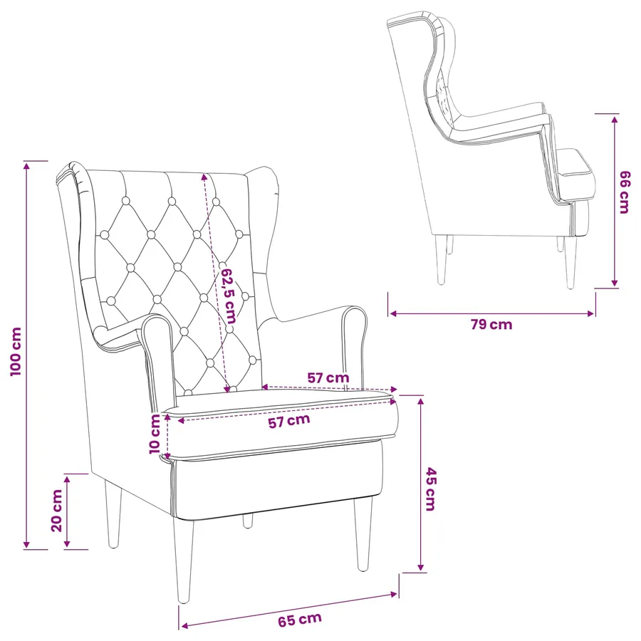 Fauteuil Bleu Velours - 10
