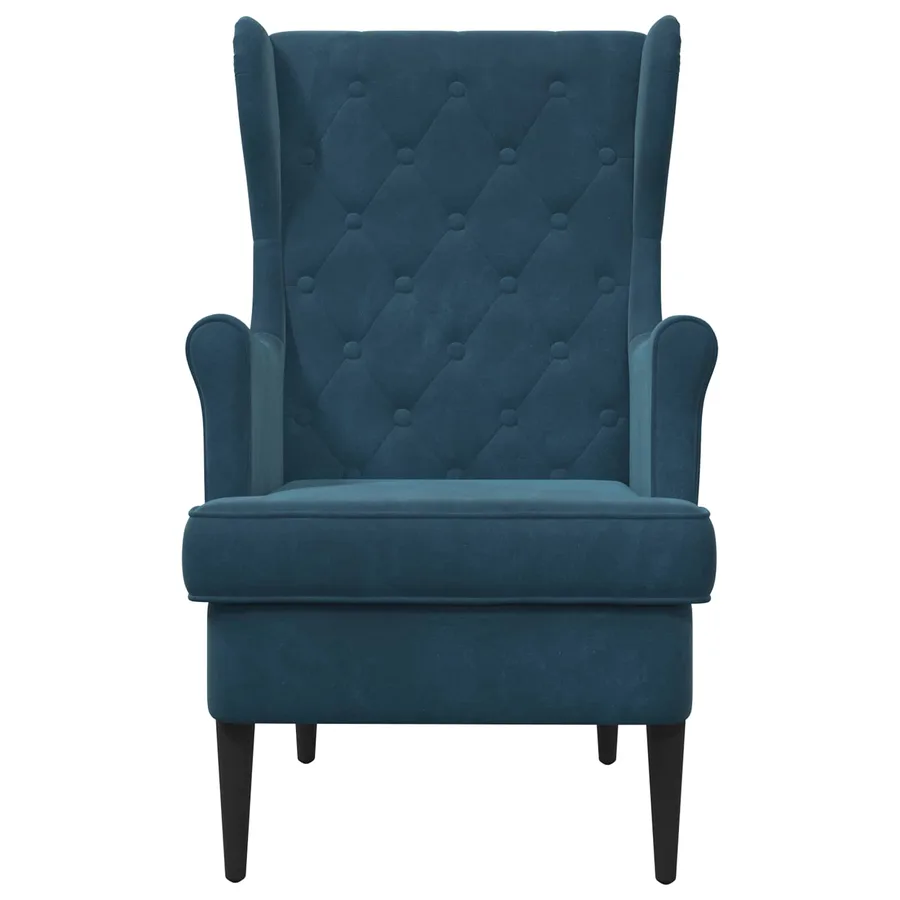 Fauteuil Bleu Velours - 4